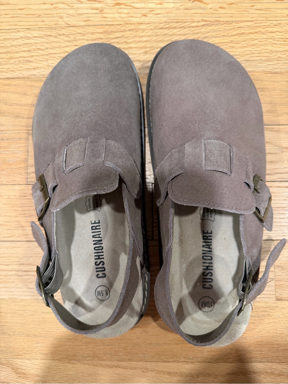 Cushionaire Taupe Suede Slingback Clog Mules